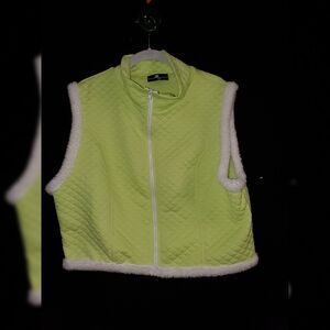 Lime Quilted Vest with White Edging.